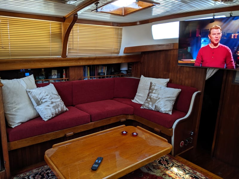 Sailboat helm and cockpit